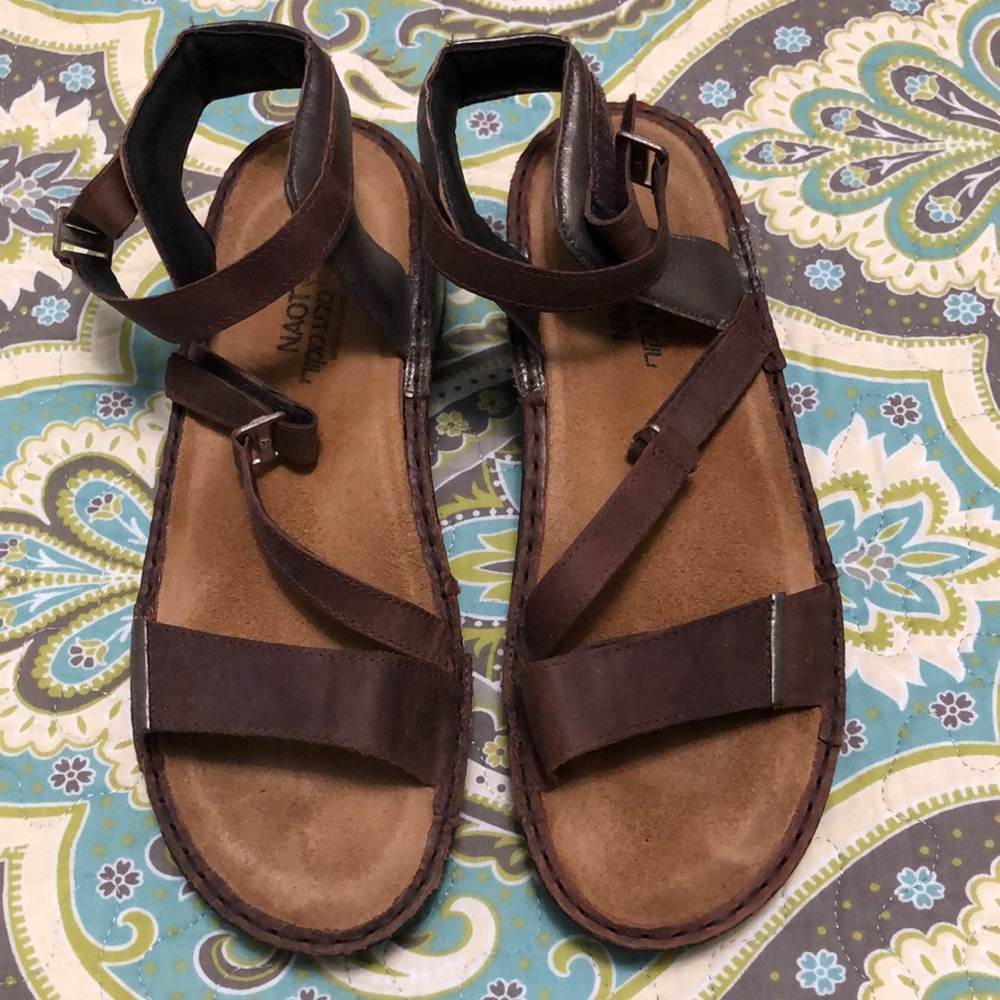 Naot Brown Leather Strappy Sandals